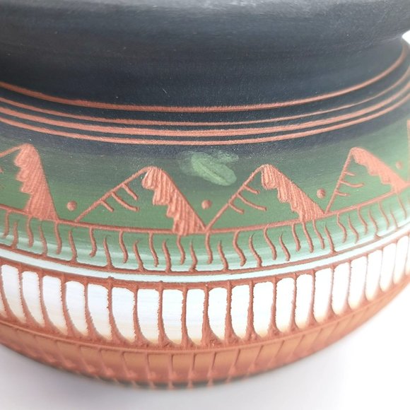 Native American Navajo Vase Pot by C. Buralli Terra Cotta Multi-Color 1996 DH606 - Picture 7 of 15